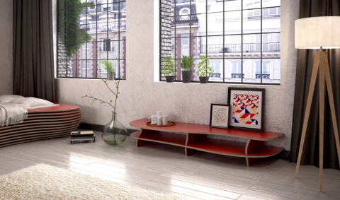 meuble bas rouge sur mesure Form bar