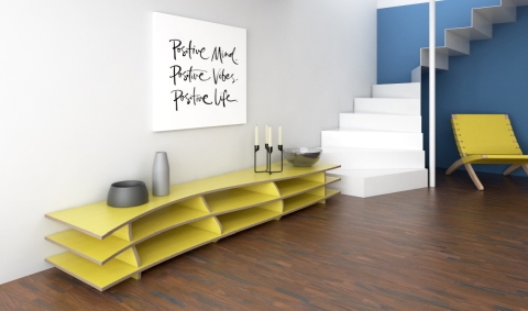 meuble bas jaune sur mesure Form bar