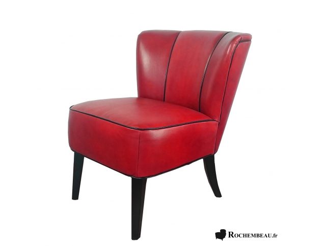 Fauteuil cuir rouge Vintage VEGA