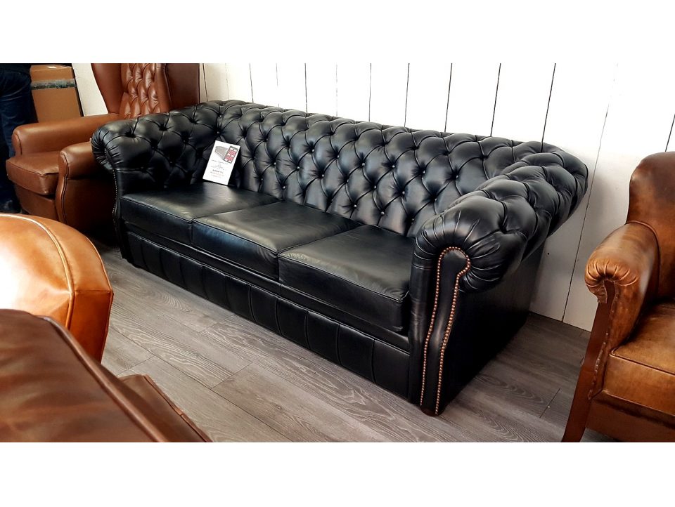 Canapé Chesterfield Cook 205 cm Noir - modèle d'exposition