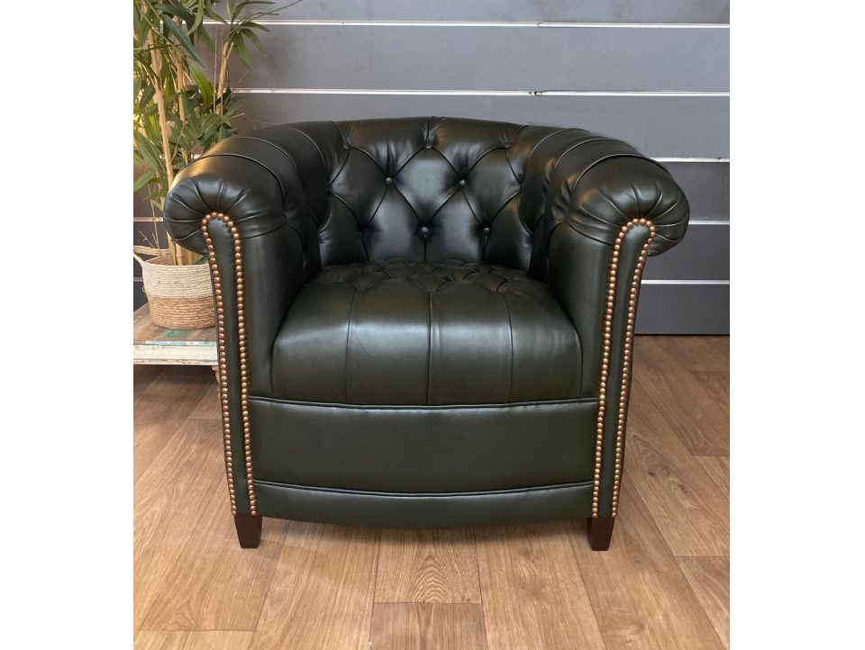 Fauteuil crapaud capitonné BRIGHTON - Vert Anglais
