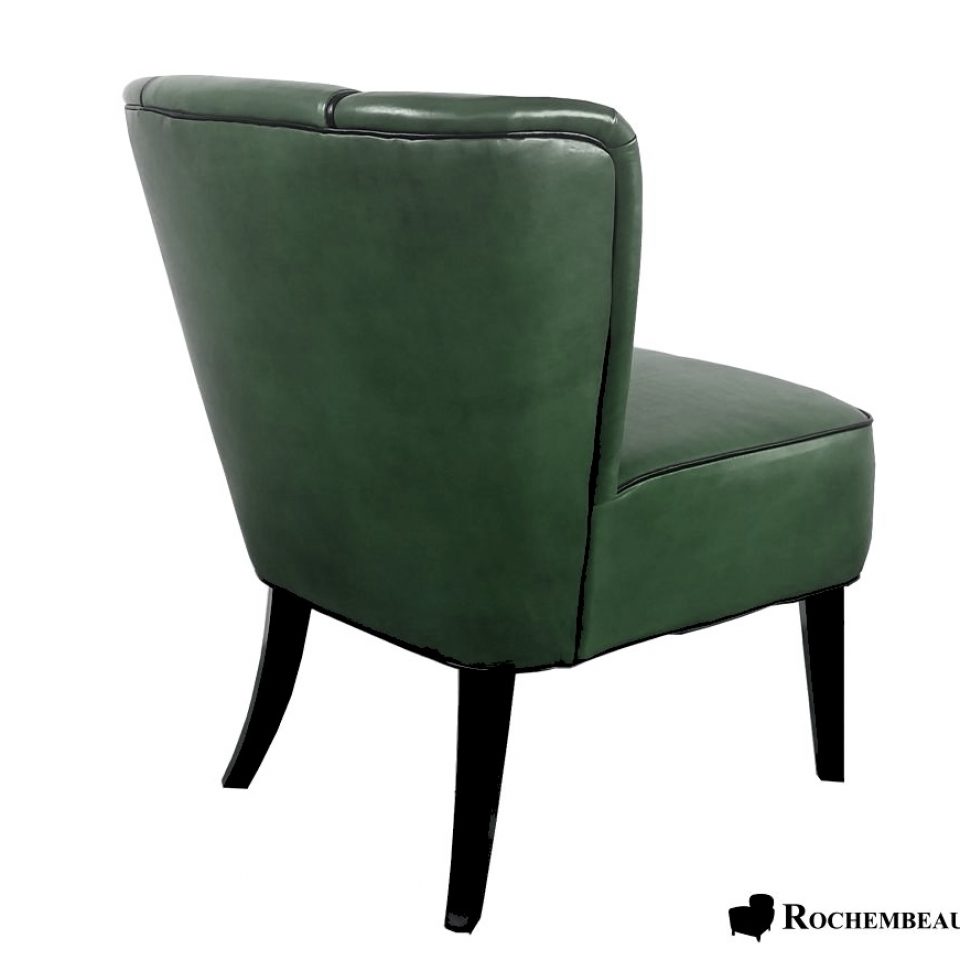 Fauteuil cuir vert anglais Vintage VEGA